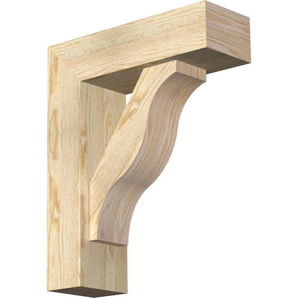 Ekena Millwork Funston Block Rough Sawn Bracket w/ Offset Brace, Douglas Fir, 6"W x 18"D x 22"H BKT0604X18X22FST05RDF - main